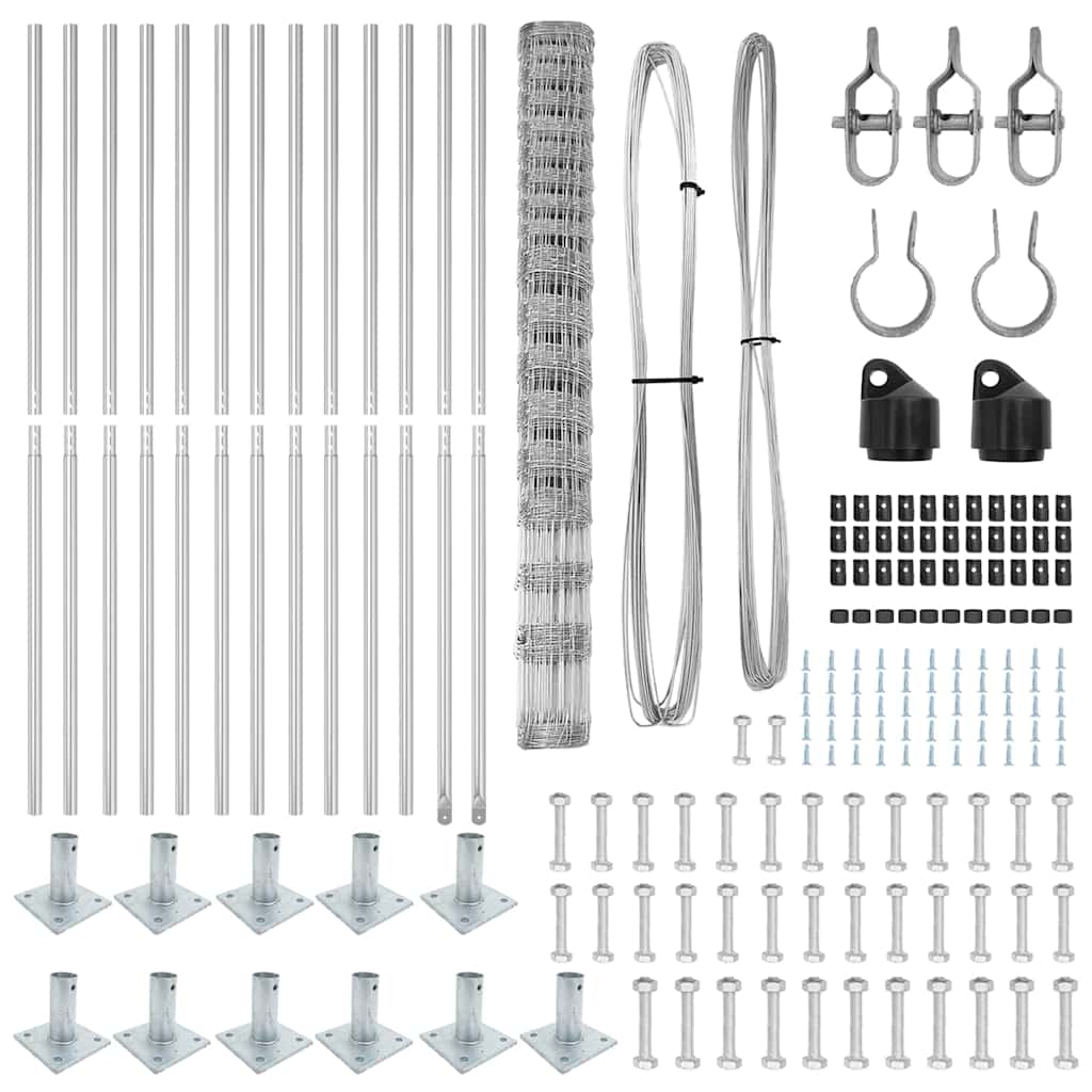 Wildzaun Silber 25 x 1,5 m Verzinkter Stahl